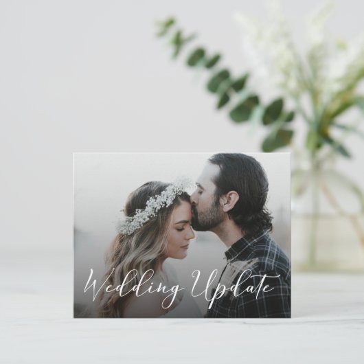 Foto vertagt Hochzeitsankündigung Postkarte (Stehend Vorderseite)