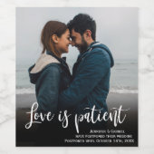 Foto vertagt Hochzeitsankündigung Weinetikett (Einzelnes Label)