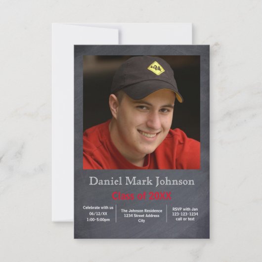 Foto-Vertikale - Mitteilung des Abschluss-3x5 Einladung (Vorderseite)