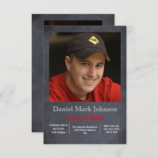 Foto-Vertikale - Mitteilung des Abschluss-3x5 Einladung (Vorne/Hinten)