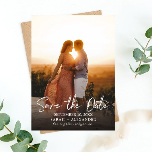 Foto - Vertikales Save the Date und Handschrift 2 Einladung