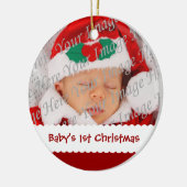 Foto-Verzierung des Babys datierte 1. Weihnachts Keramikornament (Links)