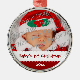 Foto-Verzierung des Babys datierte 1. Weihnachts Ornament Aus Metall