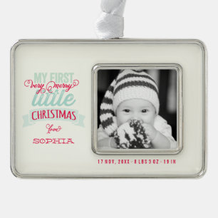 Foto-Verzierung des Babys erste fröhliche kleine Rahmen-Ornament Silber