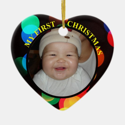 Foto-Verzierung des Babys erste Weihnachts Keramik Ornament (Vorne)