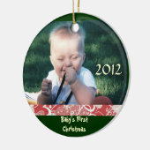 Foto-Verzierung des Babys erste Weihnachts Keramikornament (Links)