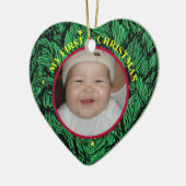 Foto-Verzierung des Babys erste Weihnachts Keramikornament (Links)