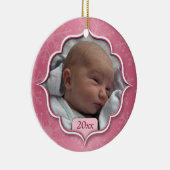 Foto-Verzierung des Babys rosa erstes Weihnachts Keramikornament (Rechts)