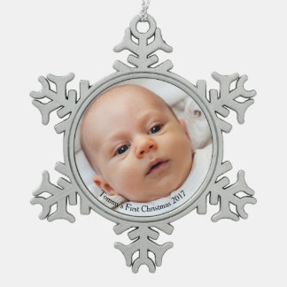 Foto-Verzierung des Schneeflocke-Babys erste Schneeflocken Zinn-Ornament