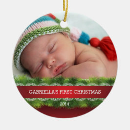 Foto-Verzierung des schönen Babys erste Weihnachts Keramikornament