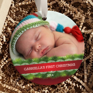 Foto-Verzierung des schönen Babys erste Weihnachts Keramikornament
