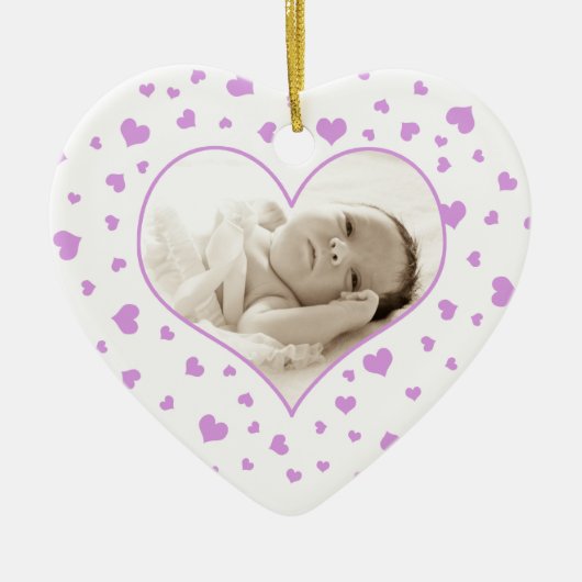 Foto-Verzierung des Valentines des Babys erste Keramik Ornament (Vorne)