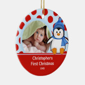 Foto-VerzierungPenguin des Babys erster Weihnachts Keramik Ornament (Rechts)