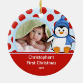 Foto-VerzierungPenguin des Babys erster Weihnachts Keramik Ornament (Hinten)