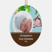 Foto-Verzierungs-Affe des Babys erster Weihnachts Keramikornament (Rechts)