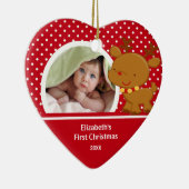 Foto-Verzierungs-Ren des Babys erstes Weihnachts Keramik Ornament (Rechts)