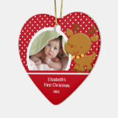 Foto-Verzierungs-Ren des Babys erstes Weihnachts Keramik Ornament (Links)