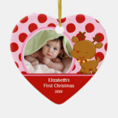 Foto-Verzierungs-Ren des Babys erstes Weihnachts Keramik Ornament (Vorne)