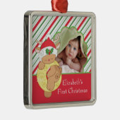 Foto-Verzierungs-Ren des Babys erstes Weihnachts Ornament Aus Metall (Rechts)