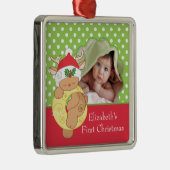 Foto-Verzierungs-Ren des Babys erstes Weihnachts Ornament Aus Metall (Rechts)