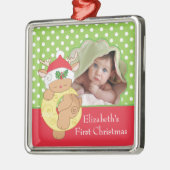 Foto-Verzierungs-Ren des Babys erstes Weihnachts Ornament Aus Metall (Links)