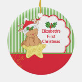 Foto-Verzierungs-Rotwild des Babys erste Keramik Ornament (Hinten)