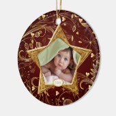 Foto-Verzierungs-Stern-Gold des Babys erstes Keramik Ornament (Links)