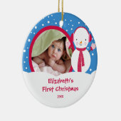 Foto-VerzierungSnowman des Babys erster Weihnachts Keramik Ornament (Rechts)