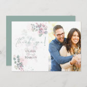 Foto Vielen Dank | Eukalyptus moderner Wasserfarbe Dankeskarte (Vorne/Hinten)