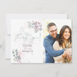 Foto Vielen Dank | Eukalyptus moderner Wasserfarbe Dankeskarte