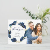 Foto Vielen Dank für Ihr modernes Deep Indigo Blue Dankeskarte (Stehend Vorderseite)