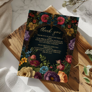 Foto Viktorianisch Gothic Vintag Floral Bridal Dankeskarte