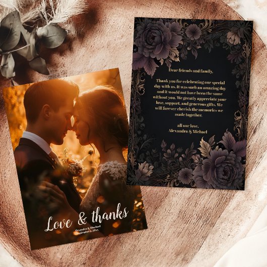 Foto Viktorianisch Royal Gothic Wedding Dankeskarte