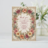 Foto Viktorianisches Verziertes Blumenrahmen Braut Dankeskarte (Stehend Vorderseite)