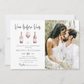 Foto Vino vor Vows Brautparty Einladung (Vorderseite)