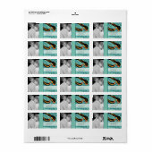 Foto Vintag Art Deco Reiseziel Bird Muster Adressaufkleber (Vorne)