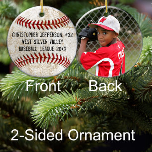 Foto Vintag Baseball Doppelkidjachten Keramik Ornament