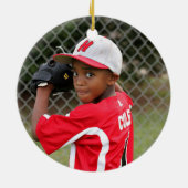 Foto Vintag Baseball Doppelkidjachten Keramik Ornament (Hinten)