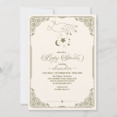 Foto Vintag Celestial Botanical Baby Dusche Einladung (Vorderseite)