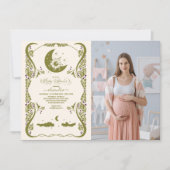 Foto Vintag Celestial Botanical Baby Dusche Einladung (Vorderseite)