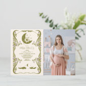 Foto Vintag Celestial Botanical Baby Dusche Einladung (Stehend Vorderseite)