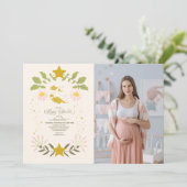 Foto Vintag Celestial Botanical Baby Dusche Einladung (Stehend Vorderseite)