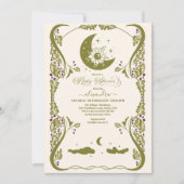 Foto Vintag Celestial Botanical Baby Dusche Einladung (Vorderseite)