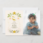 Foto Vintag Celestial Botanischer 1. Geburtstag Einladung (Vorderseite)