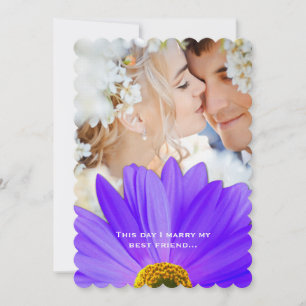 Foto Vintag Damask Lavender Gerber Daisy Wedding Einladung