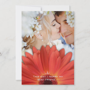 Foto Vintag Damask Orange Gerber Daisy Wedding Einladung