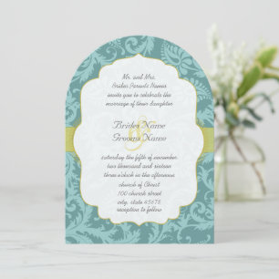 Foto Vintag Love Bird Aqua Blue Damask Hochzeit Einladung