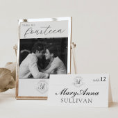 Foto Vintag Monogram Wappen Hochzeit Tischnummer