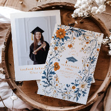 Foto Vintag Navy Orange Floral Abschluss