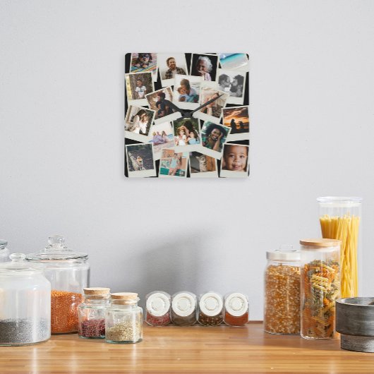 Foto Vintag Snapshots Quadratische Wanduhr